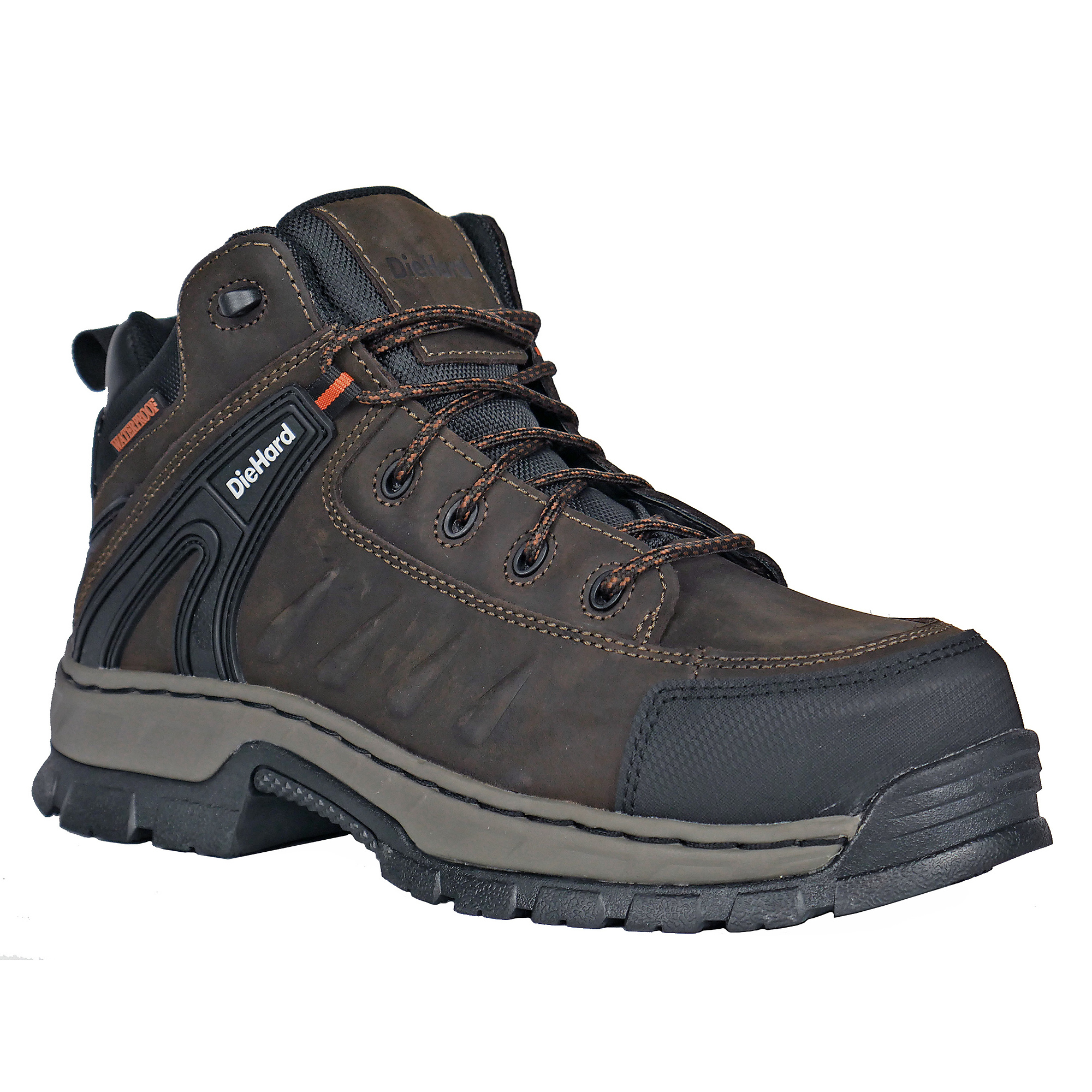DieHard, Crazy Horse Leather, Waterproof, Composite Toe, Size 7 Width Medium, Color Brown, Model# DH50200 7 D